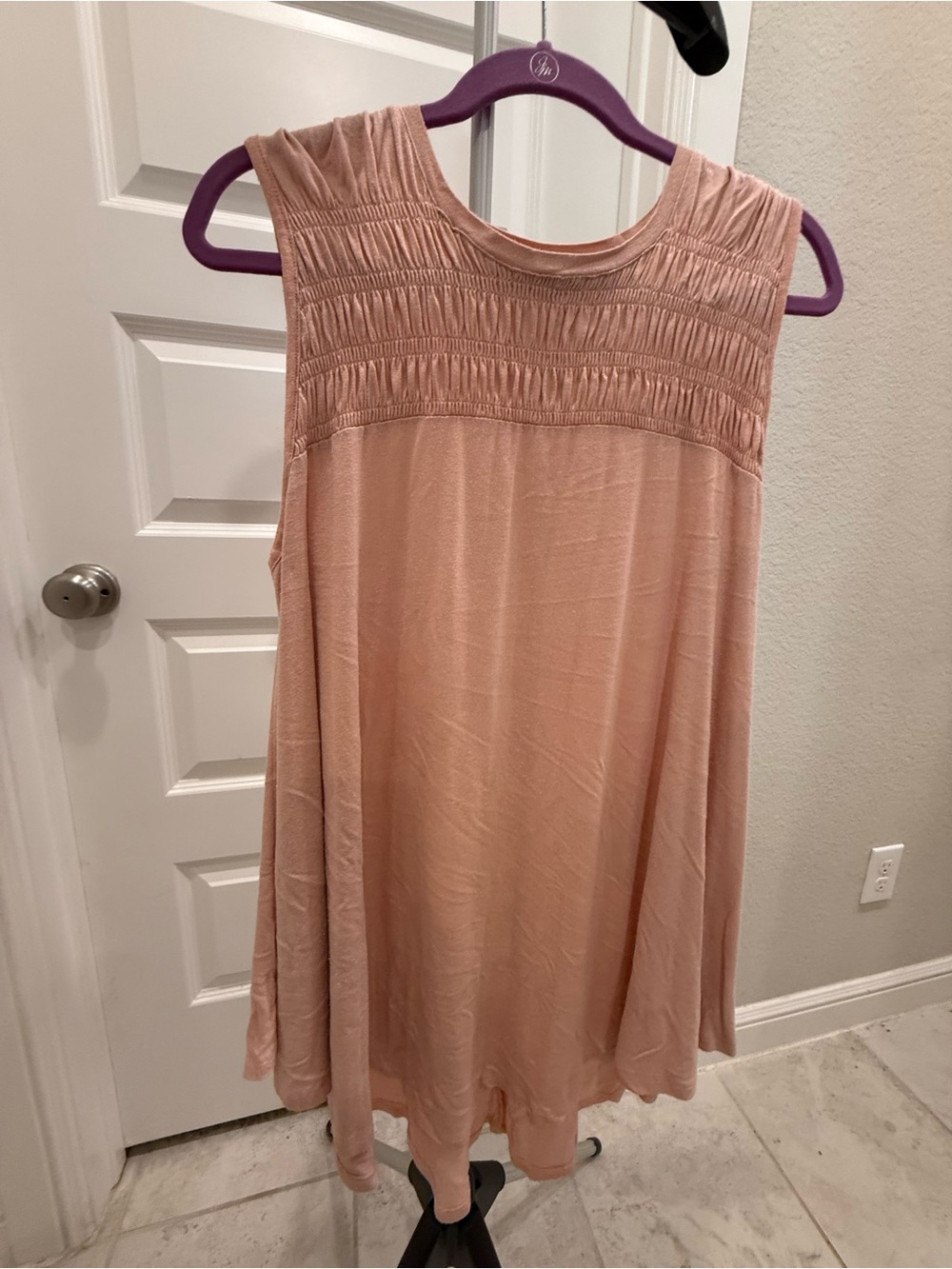 Lane Bryant Peach Smocked Yoke Tunic